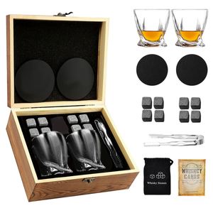 Ensemble de verres à whisky Maxfree, 2 verres, boîte en bois avec 8 pierres, ensemble de pierres à whisky en granit, plusieurs types de verres - Product Image 5