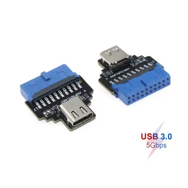 USB 3.1 Type C to USB 3.0 Motherboard Adapter, 19/20 Pin Header, 5Gbps, Green