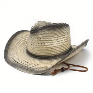 Chapeau de soleil vintage en paille pulvérisée pour voyage en plein air, style cowboy western - Product Image 5