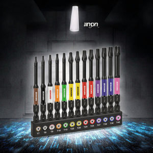 GEINXURN Jeu de 27 embouts magnétiques <span class=keywords><strong>Torx</strong></span> Ultra de 75 mm, outils à main, embouts codés par couleur T7-T40, support en acier industriel - Product Image 2