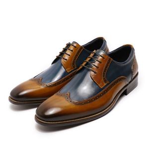 Zapatos Oxford Casuales de Hombre con Cordones, Diseño Italiano, Cuero Genuino, Nueva Moda - Product Image 1