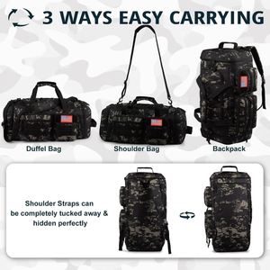 Tactical Camouflage Duffle Bag with MOLLE System and American Flag Patch 36-56L Capacity Softback <b>Backpack</b> for Men Women - Product Image 5