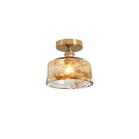 Plafonnier Vintage en Laiton Ambré Verre Lustre pour Chambre à Coucher Salon Chevet Fenêtre Bar Entrée Allée Plafonniers