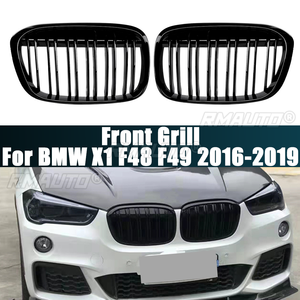 Grilles de pare-chocs avant de voiture, grilles de course noires brillantes pour BMW X1 F48 F49 2016 2017 2018 2019, grille de remplacement à double lamelle - Product Image 1