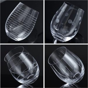 Verres à vin sans pied de roche sculptés clairs flûtes à <span class=keywords><strong>Champagne</strong></span> gravées rayures coupées motif à pois gobelets <span class=keywords><strong>en</strong></span> verre à l'ancienne tasse - Product Image 3