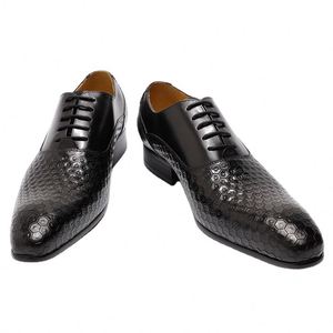 Genuine Leather Black Lace up Formal Oxford <b>Shoes</b> - Product Image 1