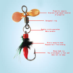 Ensemble de 5 leurres bioniques, micro-objets, hélice, paillettes, moustique poison, bouche de cheval, bande blanche, fond en métal, fabriqué en plomb - Product Image 4