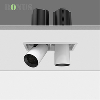 Spot LED encastré rectangulaire COB à double tête 10W*2, orientable et rotatif