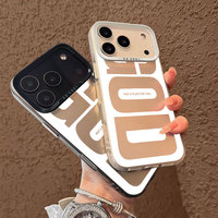 Coque de téléphone portable en TPU et PC avec impression de lettres Fashion God et clé argentée électroplaquée pour iPhone 11 12 13 14 15 16 17 18 Pro Max