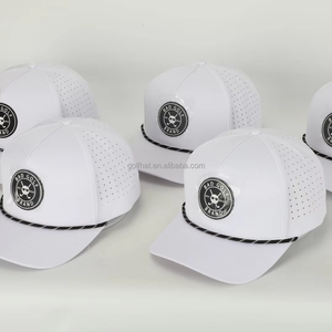 OEM Custom 5 Panel Rubber PVC Patch Logo Baseball Cap <b>Waterproof</b> Laser Cut Hole Perforated Golf Gorras Polyester Golf Rope <b>Hat</b> - Product Image 3