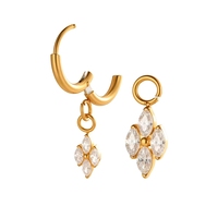 Boucle d'oreille créole articulée en titane ASTM F136 avec zircone cubique en étoile, pour piercing de cartilage et de lobe, vente en gros