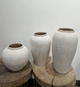 Vaso in <span class=keywords><strong>ceramica</strong></span> minimalista con struttura ruvida con finitura naturale vaso in <span class=keywords><strong>ceramica</strong></span> avorio opaco aspetto organico porta fiori ornamenti regali - Product Image 1