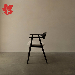 Chaise de salle à manger en bois massif durable de style nordique simple, avec revêtement en tissu, <span class=keywords><strong>fauteuil</strong></span> de salle à manger <span class=keywords><strong>vintage</strong></span> peint en <span class=keywords><strong>noir</strong></span> - Product Image 4