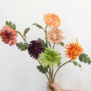 Fleur artificielle haut <span class=keywords><strong>de</strong></span> gamme en PU, toucher réel, Dahlia <span class=keywords><strong>Chrysanthème</strong></span> vert à tige unique pour décoration <span class=keywords><strong>de</strong></span> mariage, maison, table, Noël - Product Image 5