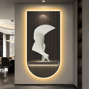 Mural de pared de Arte Abstracto Simple y moderno tallado UV porcelana de cristal con iluminación LED <span class=keywords><strong>para</strong></span> sala de estar diseño de pintura decorativa - Product Image 5