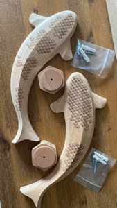 Nuovo stile nordico decorazione della casa <span class=keywords><strong>legno</strong></span> intagliato artigianato artigianato arte scultura 9 pz/set appeso decorazione della <span class=keywords><strong>parete</strong></span> pesce in <span class=keywords><strong>legno</strong></span> - Product Image 4