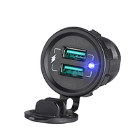 Chargeur de voiture USB 36W+36W, prise de charge rapide DC 12V 24V, prise de courant USB étanche avec indicateur LED pour moto, voiture, camping-car