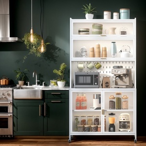 Armoire de rangement murale pour cuisine, placard à vaisselle autoportant avec étagères et portes pour la maison - Product Image 5