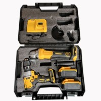 Kit d'outils sans fil OEM en acier inoxydable 2 pièces, perceuse à percussion 13 mm et meuleuse d'angle, ensemble combiné pour la construction, robuste, avec coffret de transport