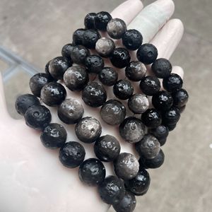 Cuentas Redondas de Piedra Lunar de Meteorito de Obsidiana Plateada Natural Talladas a Mano de 9 mm, 11 mm y 13 mm para la Fabricación de Joyas - Product Image 5