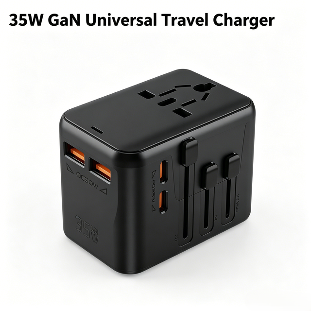 Multi Ports 35W High Efficiency GaN Universal Plug Worldwide Travel Charger