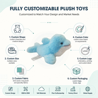 Boneka Lumba-lumba Bulu Halus Lucu, Mainan Hewan Laut Lembut dengan Mata Besar untuk Hadiah Anak, Grosir, Custom OEM