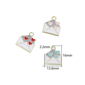 Heart Envelope Pendant Alloy Plated For <b>Bracelet</b> Making Jewelry Findings AC1466 - Product Image 5