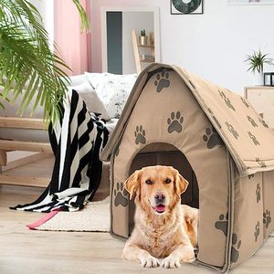 Manufacturer supplies foldable paw print pet <b>beds</b>, portable indoor dog <b>houses</b> suitable for small to medium-sized dogs. - Product Image 5