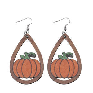 Pendientes de madera Pendientes colgantes de calabaza en forma de gota de Acción de Gracias para mujer Uionen 1197 - Product Image 5