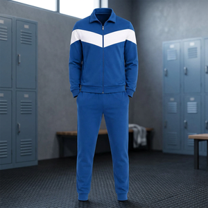 Conjunto Deportivo Azul para Hombre, Pantalones Deportivos con Bloques de Color y Mangas Largas, con Bolsillos Laterales y Cierre de Cremallera, Ropa de Otoño - Product Image 6