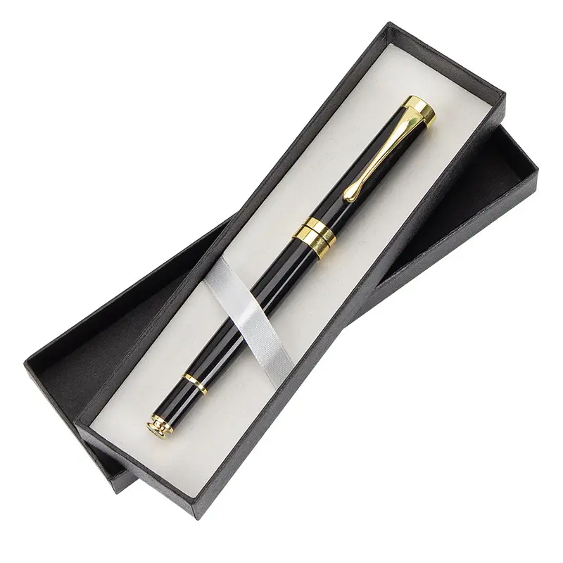 Luxury Office Pen Custom Style Heavy Black Men Gift Fashion Silver Pen box set Metal Roller Ball Pen with Logo