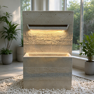 Moderne Solarbetriebene LED-Wasserfallbrunnen aus Kunstharz, Rechteckig, Bepflanzbar, für Garten und Landschaftsdekoration - Product Image 2