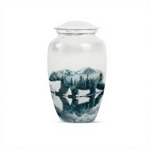 Grande urne adulte de crémation d'ours en aluminium blanc de vente chaude pour l'urne funéraire décorative de cendres humaines avec le sac libre de velours - Product Image 1
