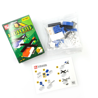 Set alat tulis anak-anak, setelan puzzle DIY blok bangunan helikopter Mini, rautan pensil sekolah anak-anak baru kartun