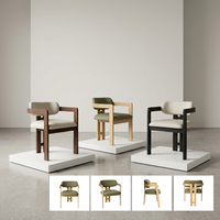 Chaise de salle à manger rembourrée de luxe au design moderne, avec structure en bois massif et pieds en chêne - Meubles pour bureau à domicile et bar à domicile