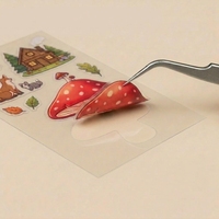 Kit de Stickers 3D Personnalisés Thème Forêt Cottagecore – Stickers DIY Anti-Stress pour Adultes – Kit Paysage Hérisson & Champignons en PET