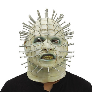 Masque en <span class=keywords><strong>latex</strong></span> d'horreur pour adultes, masque intégral à capuche, masque de clown effrayant pour Halloween, costume pour les fêtes de carnaval - Product Image 1