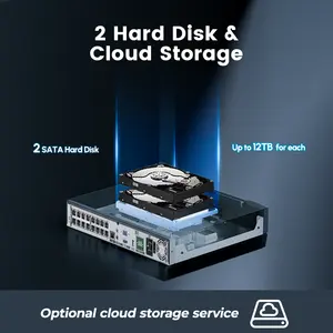 4K 2SATA अधिकतम 12TB HDD 16 चैनल nvr नेटवर्क वीडियो रिकॉर्डर p2p दूरस्थ देखें स्मार्ट प्लेबैक HD 8MP H.265 16 poe nvr