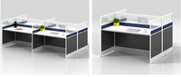 Meubles modernes, table de centre d'appels en forme de L, cloison de bureau, bureau d'ordinateur, poste de travail à cloison pour 8 personnes