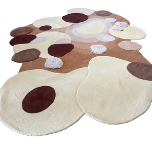 Tapis moderne en laine de Nouvelle-Zélande et acrylique haut de gamme, à poils longs, écologique, motif floral, fabriqué à la machine, antidérapant, sur mesure pour la maison - Product Image 1