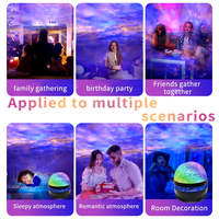 Mini Lampe de Projection Nébuleuse Ciel Étoilé Effet Lumineux Dynamique Ondulation d'Eau Projecteur Veilleuse d'Ambiance Intérieure pour Chambre d'Enfant
