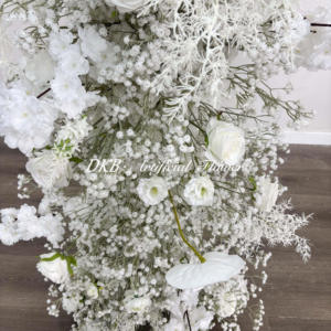 DKB Rose blanche populaire et souffle de bébé, rose artificielle en soie, décoration florale pour arche de mariage - Product Image 4