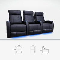 Canapé inclinable électrique moderne 4+3+2 places pour home cinéma avec porte-gobelets LED et sièges motorisés pour salle de cinéma