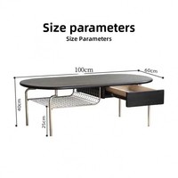 Table basse moderne en bois massif pour petits salons, table à thé ovale, design en acier inoxydable, tiroirs, meubles multifonctionnels pour la maison