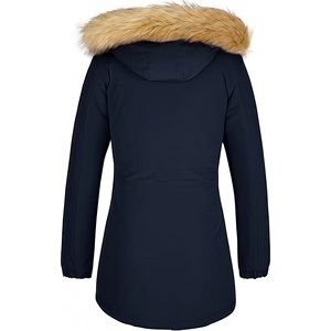 Veste d'hiver légère imperméable pour <span class=keywords><strong>femme</strong></span>, <span class=keywords><strong>parka</strong></span> longue coupe-vent <span class=keywords><strong>avec</strong></span> <span class=keywords><strong>capuche</strong></span> en fourrure amovible, manteau d'hiver en gros - Product Image 3