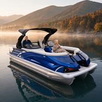 Bateau ponton de luxe sportif en aluminium de 22 pieds - 12 personnes, 3 tubes, homologué CE, remorque moteur en option, pont de pêche, loisirs et fête