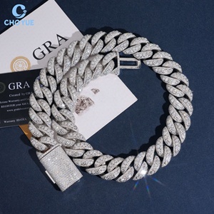 Collar de Cadena Cubana de Moissanita con Engaste de Bisel Grueso de 22mm, Chapado en Rodio, Plata Sólida 925, Joyería Hiphop Iced Out - Product Image 6