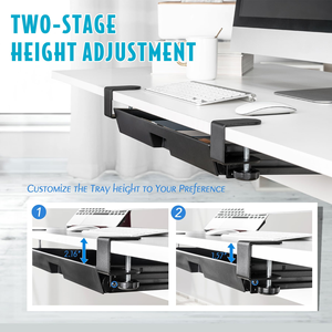 Ergonomic Pull Out <b>Computer</b> Shelf Under <b>Desk</b> Keyboard Tray Slide-Out Keyboard & Mouse Drawer with C-Clamp for <b>Desks</b> Compute <b>Desk</b> - Product Image 2