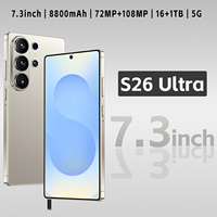 Téléphone portable S26 Ultra débloqué 5G, 16 Go de RAM, 1 To de stockage ROM, écran HD de 7,3 pouces, appareil photo 108 MP, reconnaissance faciale sans capteur photo