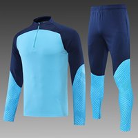 Setelan Training Sepak Bola Lengan Panjang Custom Half-Zip Cepat Kering, Pakaian Tim Regular Fit 100% Poliester dengan Kantong, Perlengkapan Sepak Bola